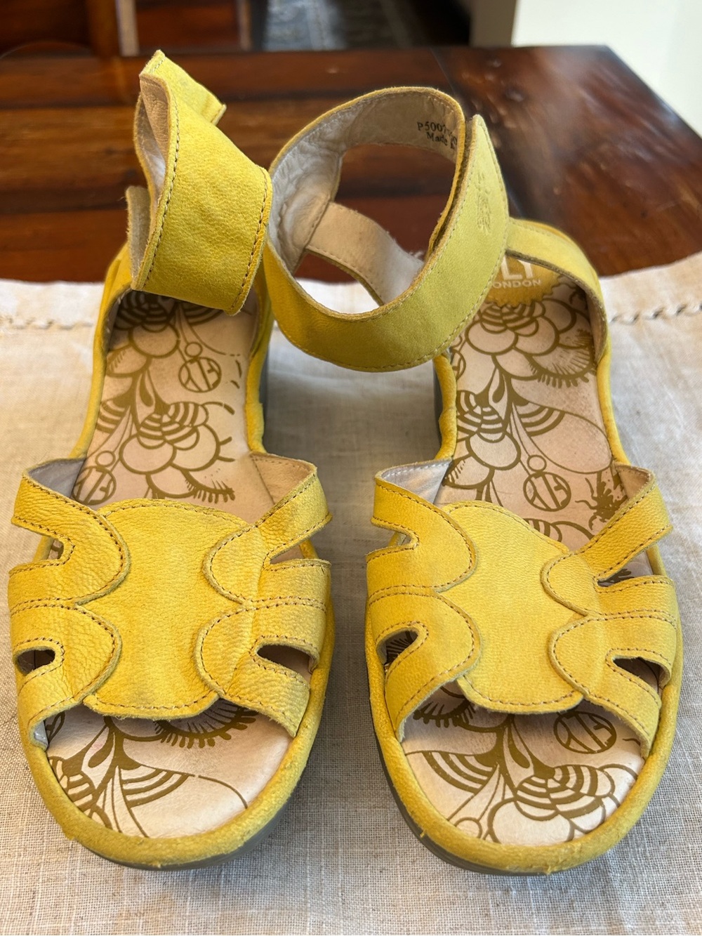 Fly London Yellow Women's Wedge Sandals - Picture 2 of 7